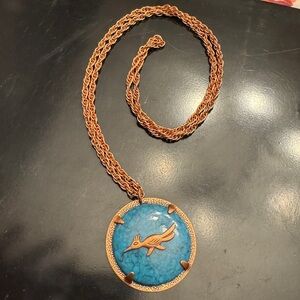 Vintage Bell Trading Road Runner Copper & Turquoise Necklace